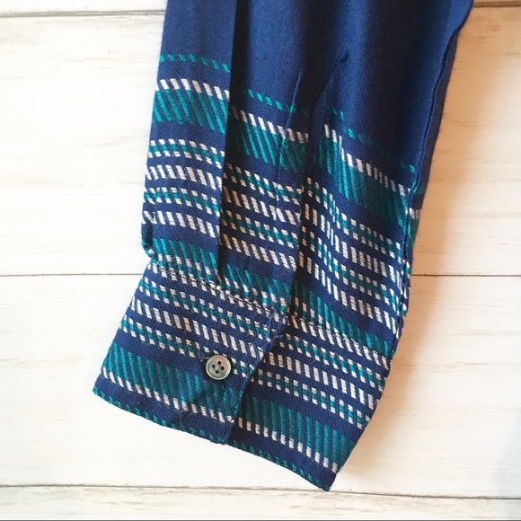 NWT Intro | Blue & Teal Button Down Top | Size S - Picture 3 of 6